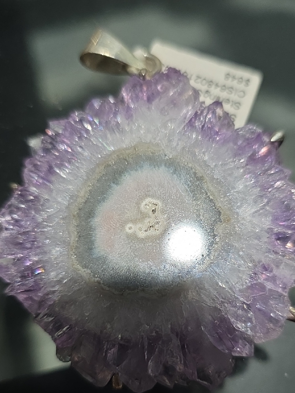 XL-Natural Amethyst Druzy Pendant - Purple Crystal Statement